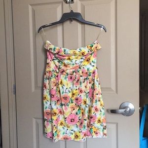strapless floral dress